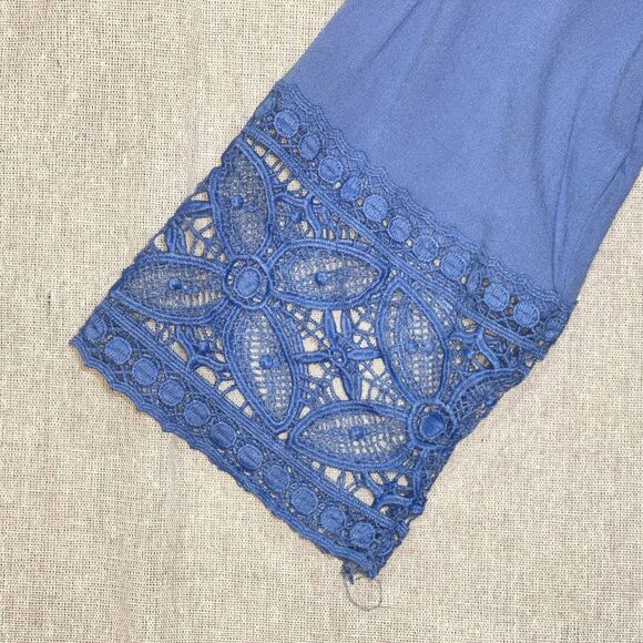 Studio Works | Periwinkle Lace Trim Open Front Cardigan | Large - Picture 3 of 6